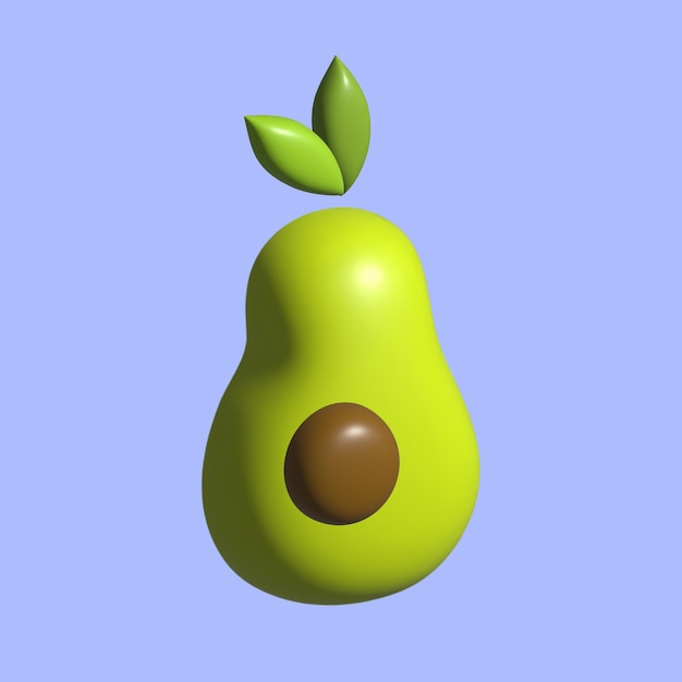 Avocado-Gemüse-Obst 3D-Render für gesundes Essen 3D-Modell rendern