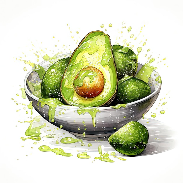 Avocado-Guacamole in einer Schüssel im Stil einer Luftansicht