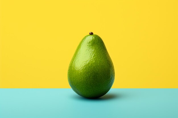 Foto avocado minimalista em fundo amarelo