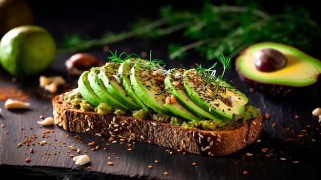 Avocado-Sandwich zum Frühstück Selektiver Fokus Nahrung