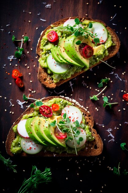 Avocado-Sandwich zum Frühstück Selektiver Fokus Nahrung