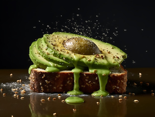 Foto avocado-toast isoliert auf hölzern hintergrund top-view flat lay ai generative