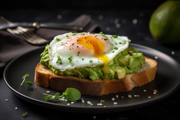 Avocado-Toast mit einem Ei obendrauf