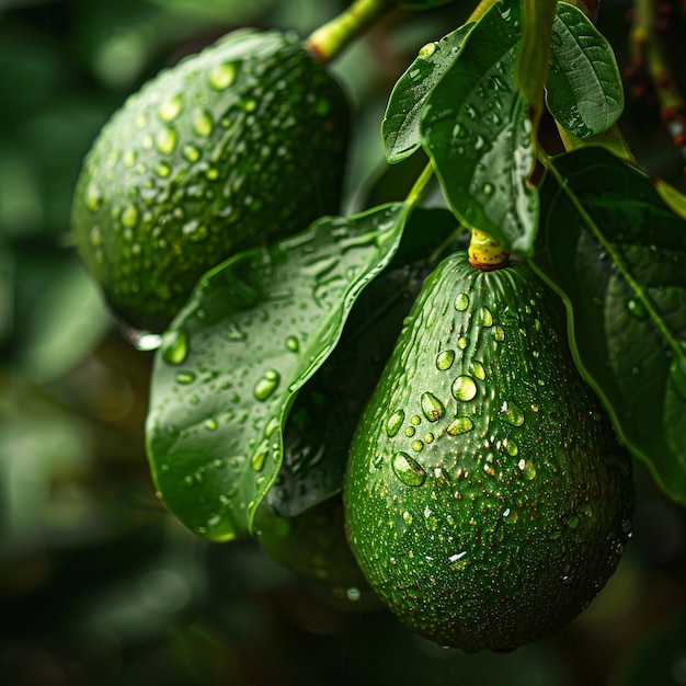 Foto avocado verde fresco com gotas de água gorduras saudáveis fundo conceito de alimentos