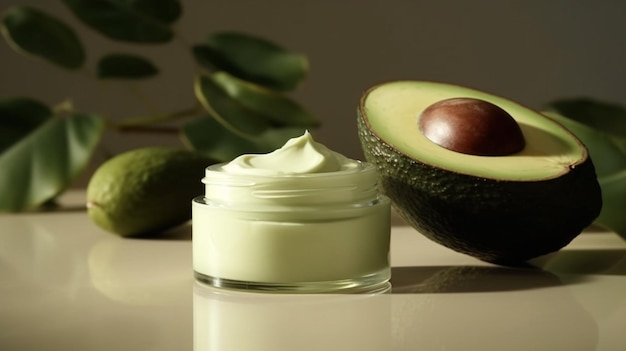 Avocadocreme mit einer halben Avocado