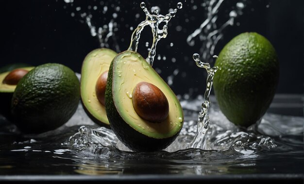 Avocados werden in eine Schüssel mit Wasser gegossen