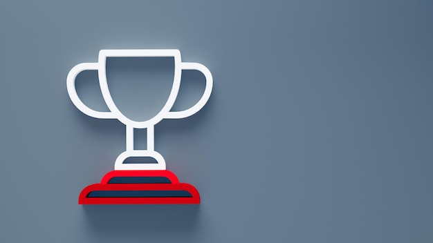 Award-Cup-Minimalsymbol Symbol in 3D-Rendering auf grauem Hintergrund isoliert