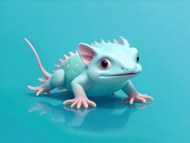 Axolotl cuerpo entero fondo azul y verde