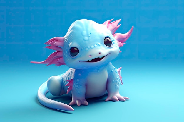 Axolotl de desenho animado em 3D