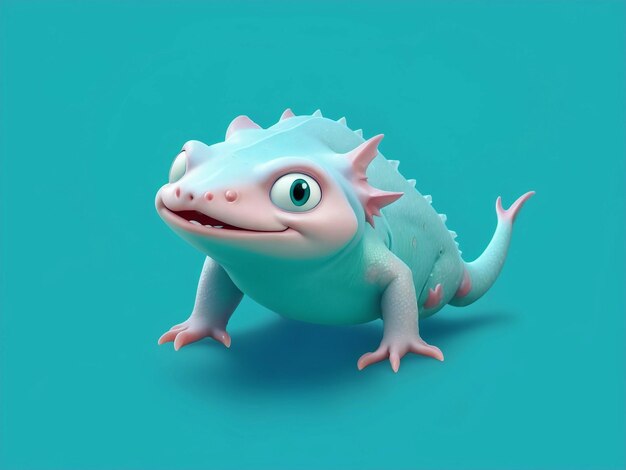 Axolotl voller Körper blauer und grüner Hintergrund