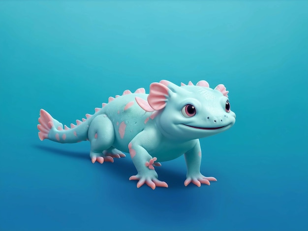 Axolotl voller Körper blauer und grüner Hintergrund