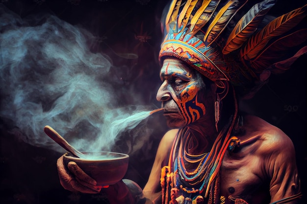 Ayahuasca chamán ecuador antigua ceremonia hombre tribus amazónicas gente mago en la amazonia ecuatoriana