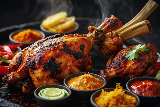 Foto ayam bakar con condimentos indonesios