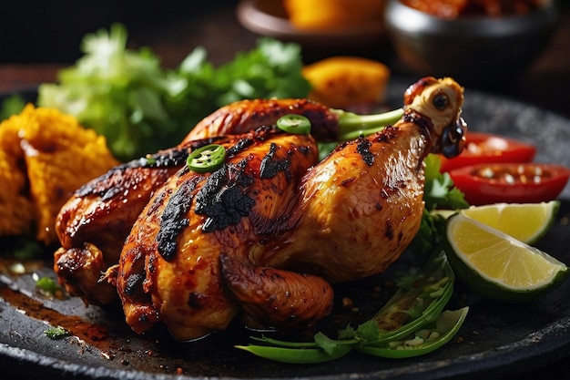 Ayam Bakar con el detalle de la guarnición