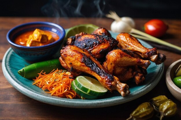 Foto ayam bakar con sabrosos acompañamientos