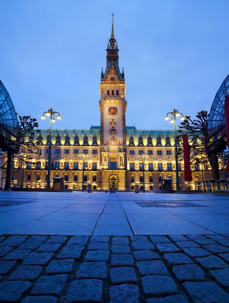 Ayuntamiento de Hamburgo en la noche