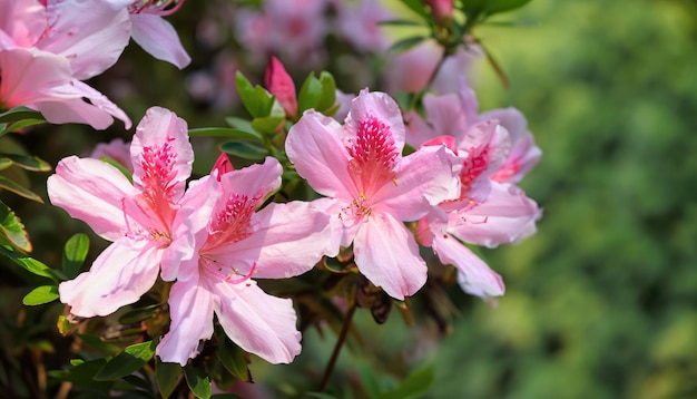 Azalea florescendo no jardim com espaço de cópia