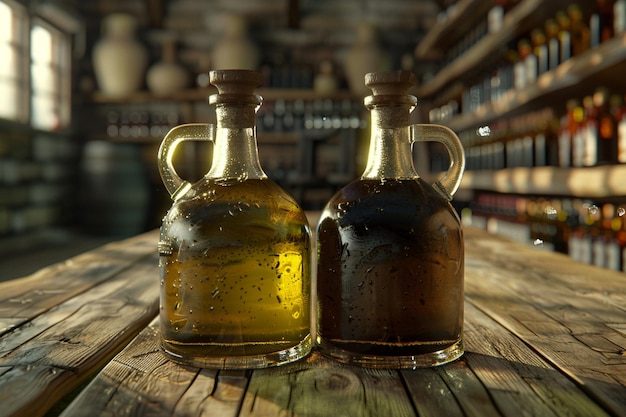 Azeite de oliva artesanal e vinagre balsâmico embalados