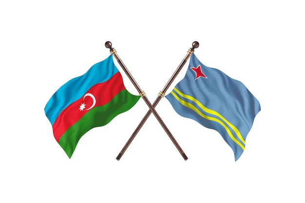 Azerbaijão versus Aruba Fundo das bandeiras de dois países