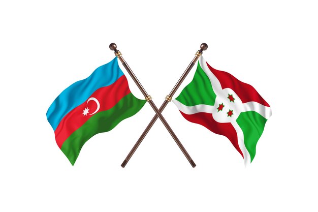 Azerbaijão versus Burundi Fundo de bandeiras de dois países