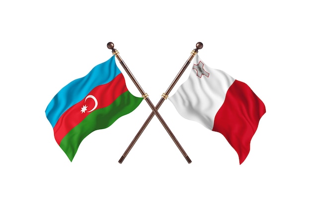 Azerbaijão versus Malta Fundo com bandeiras de dois países