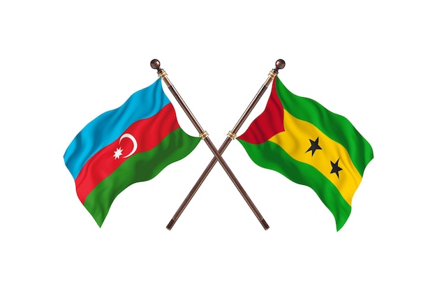 Azerbaijão versus São Tomé e Príncipe Dois Países Bandeiras Fundo