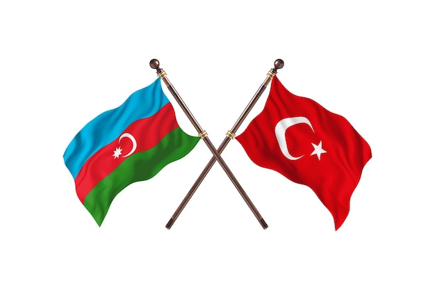 Azerbaijão versus Turquia Fundo de bandeiras de dois países