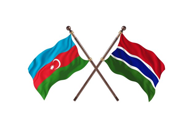 Azerbaiyán contra el fondo de banderas de dos países de Gambia