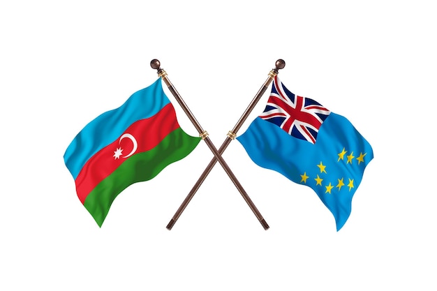 Azerbaiyán contra el fondo de banderas de dos países de Tuvalu