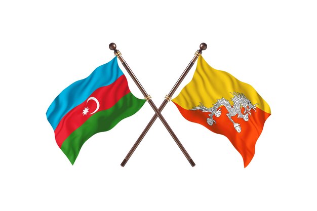 Azerbaiyán frente a Bután dos países banderas fondo