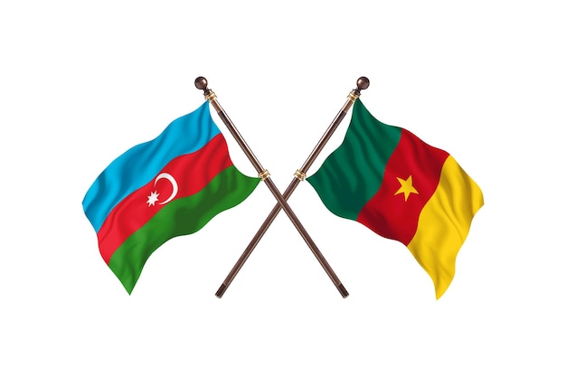 Azerbaiyán frente a Camerún dos países banderas fondo