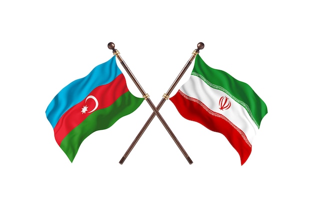 Azerbaiyán frente a Irán dos países banderas fondo