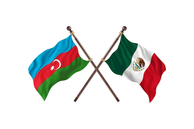 Azerbaiyán versus fondo de banderas de dos países de México