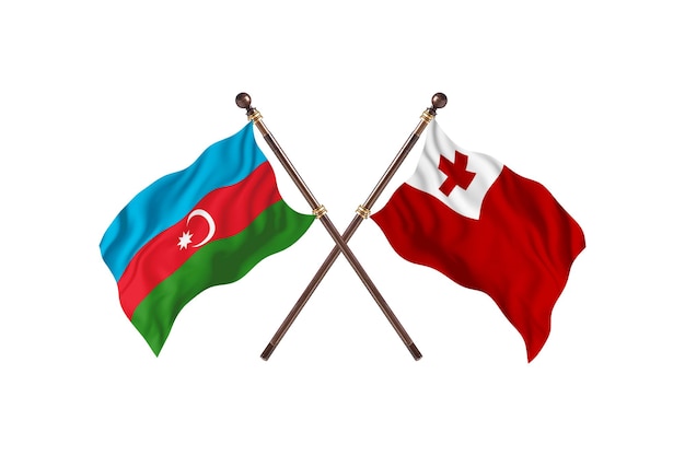 Azerbaiyán versus fondo de banderas de dos países de Tonga