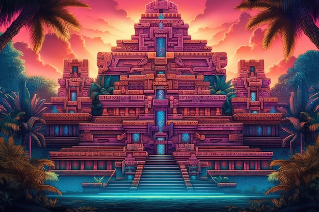 Aztekische Tempelillustration