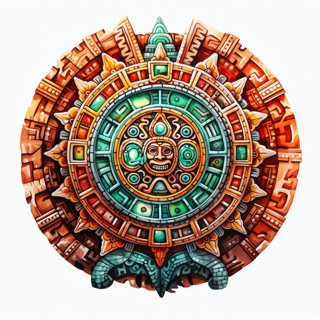 Foto aztekischer kalenderstein sonnenstein mit darstellung kosmischer zyklen