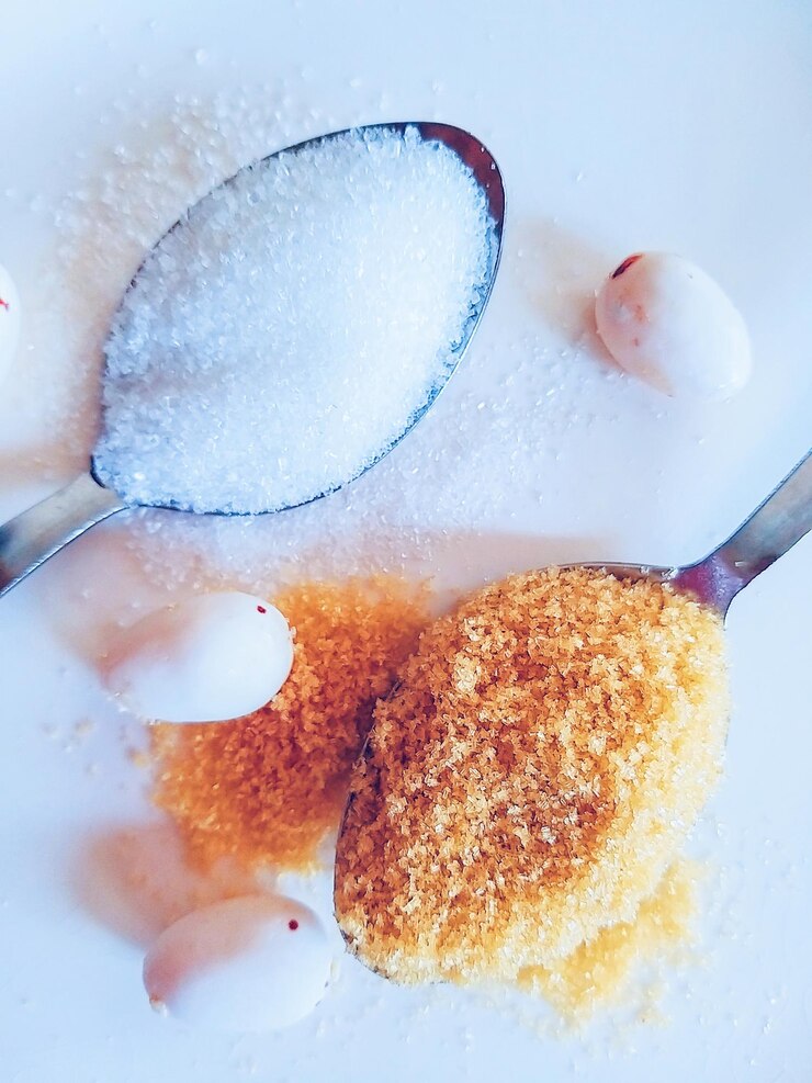 Foto azúcar blanco y marrón
