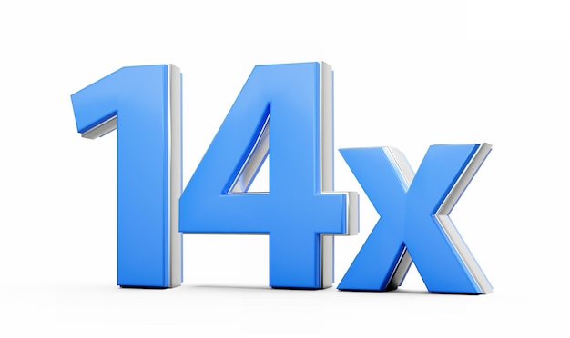 Azul 14x Catorce x O 14 veces para publicidad y presentaciones de ventas dinámicas Ilustración 3D