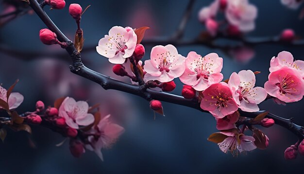 Foto azul de bebé escondido bajo una manta cerca de las flores rosadas en un pétalo de flor