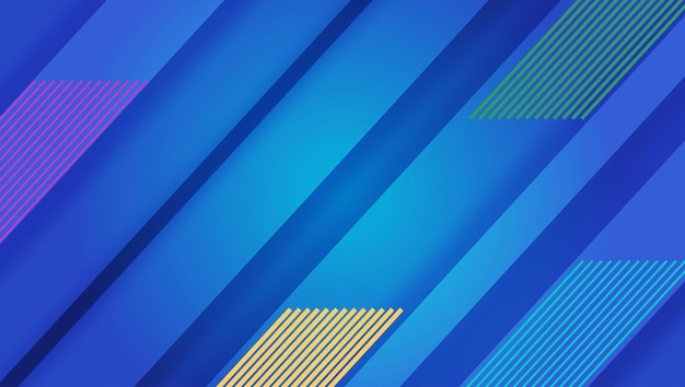 Azul dinámico con líneas de color para un fondo de negocios geométrico minimalista