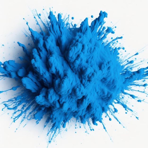 azul holi pintura color polvo festival explosión ráfaga aislado blanco fondo industrial impresión co