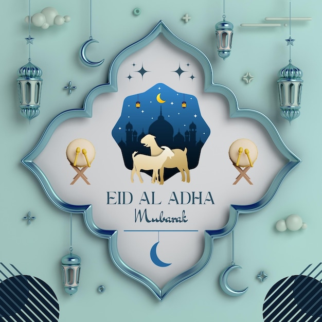 Foto azul minimalista eid aladha publicación de instagram 1