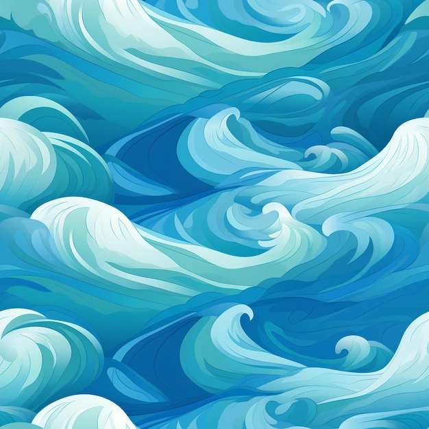 El azul y el verde de las olas del océano son un patrón sin costuras.