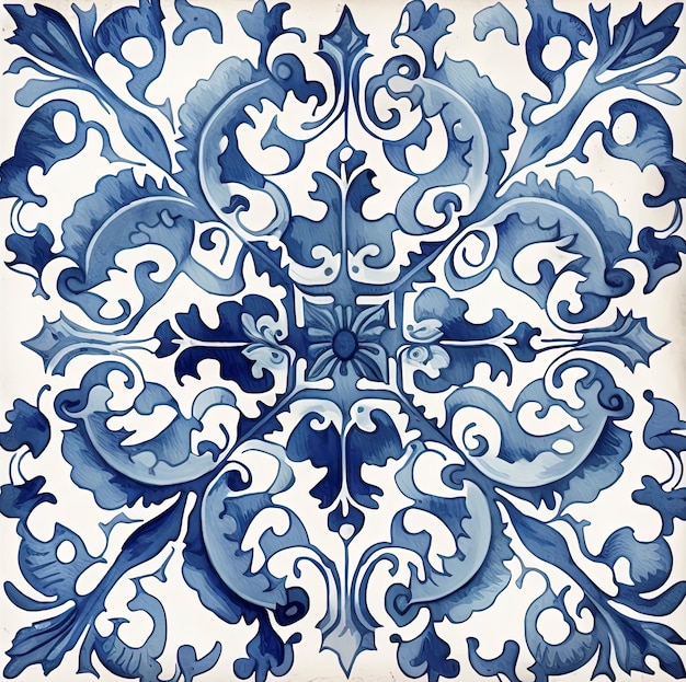 Foto azulejo azul aquarela