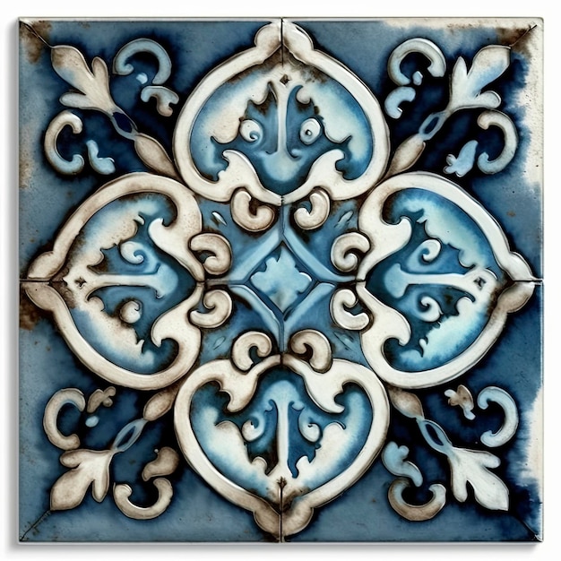 Azulejo azul aquarela