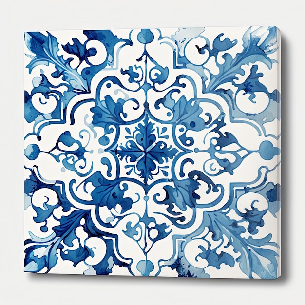 Foto azulejo azul aquarela