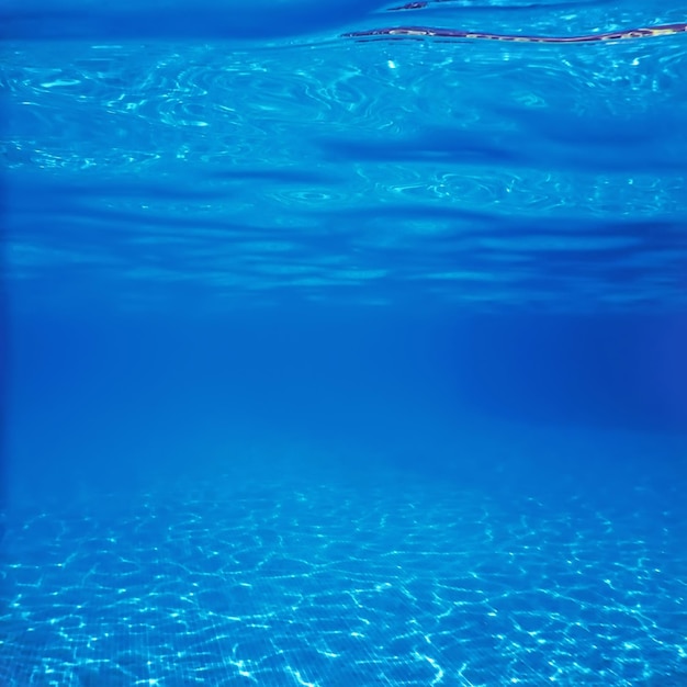 Azulejo azul de piscina submarina, ondas de agua de piscina