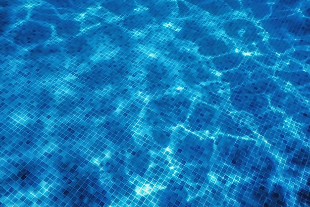 Azulejo azul de piscina submarina, ondas de agua de piscina