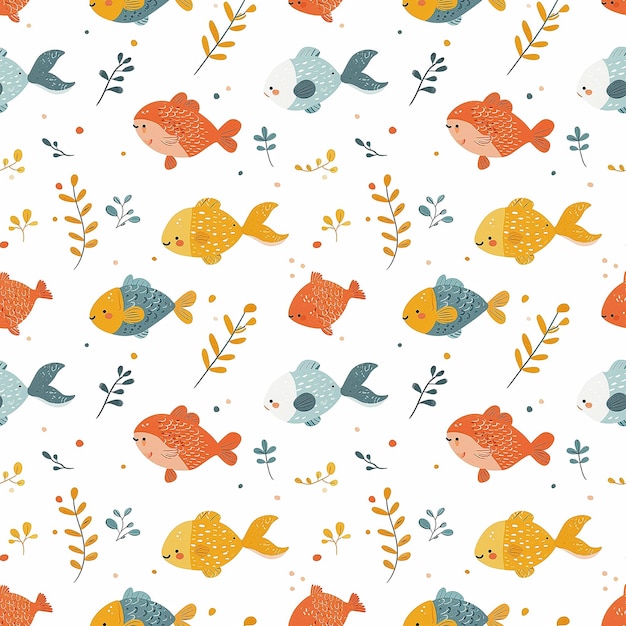 azulejo de padrão sem emenda de clipart de peixe muito fofo