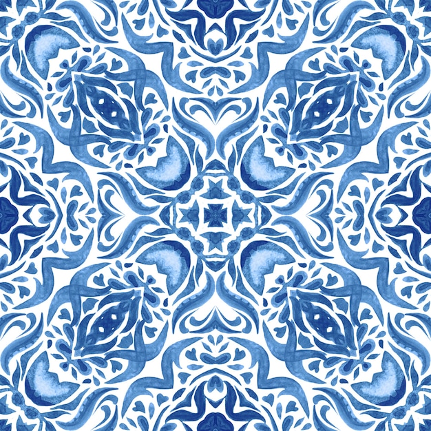 Azulejo dibujado a mano perfecta acuarela ornamental Damasco con textura abstracta